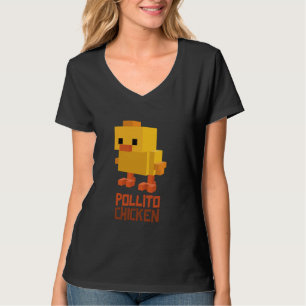 Pixel Pollito Chicken Funny Retro Video Game Stil T Shirt