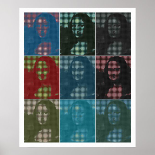 Pixel popart: Da Vincis Mona Lisa (La Gioconda) Poster (Framsidan)