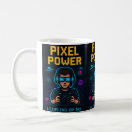 Pixel Power – Leveling Up IRL Poster Kaffemugg