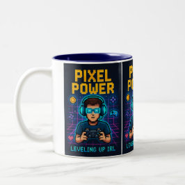 Pixel Power – Leveling Up IRL Poster Två-Tonad Mugg