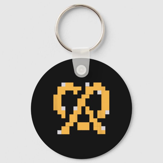 Pixel Pretzel 80-tals videospel Enkel Halloween-gr Nyckelring (Framsida)