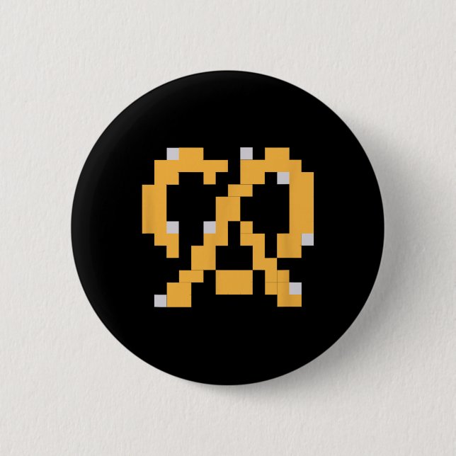 Pixel Pretzel 80s Video Game Enkel Halloween Grupp Knapp (Framsida)