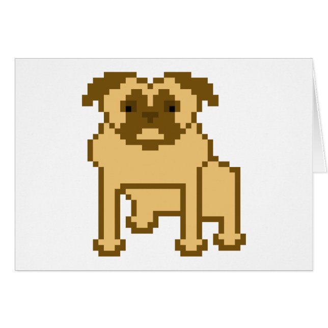 Pixel Pug Hälsningskort (Framsidan Horizontal)