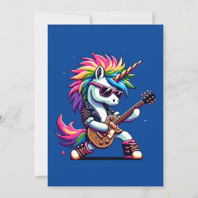 Pixel Punk Sten Unicorn Julkort (Framsida)