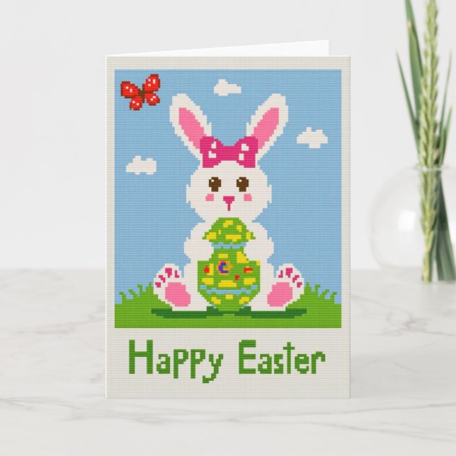 Pixel Rabbit Påskkort Kort (Framsida)