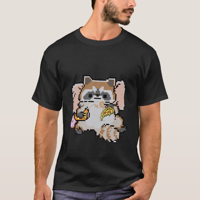 Pixel Raccoon T Shirt (Framsida)
