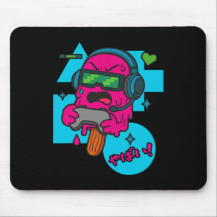Pixel Rage Gamer Glass Strut Funny Smältande Glass Musmatta