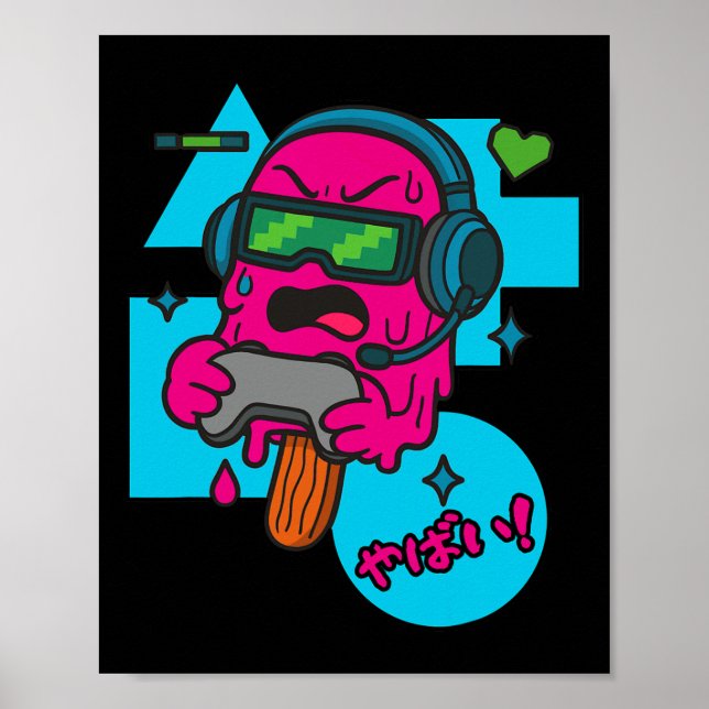 Pixel Rage Gamer Popsicle Rolig Smältande Glass  Poster (Framsidan)