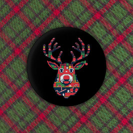 Pixel Reindeer Retro Ugly Sweater Button Knapp