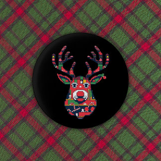 Pixel Reindeer Retro Ugly Sweater Button Knapp