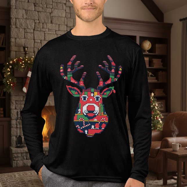 Pixel Reindeer Ugly Sweater Christmas Shirt T (Skapare uppladdad)