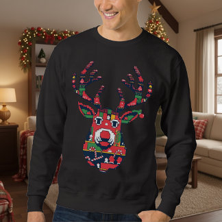 Pixel Reindeer Ugly Sweater Christmas Sweatshirt