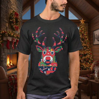 Pixel Renhjort Fula Jultröja T-shirt