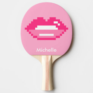 Pixel rosa läppar bord tennis ping pong paddle pingisracket