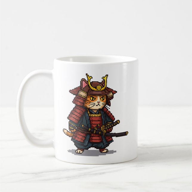 Pixel Samurai Cat Kaffemugg (Vänster)