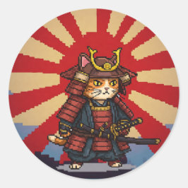Pixel Samurai Cat Runt Klistermärke