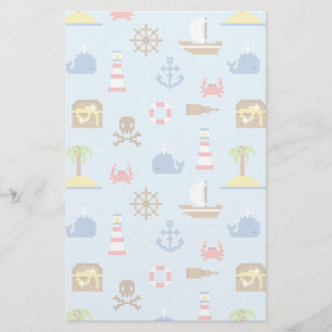 Pixel Sea Art Mönster Brevpapper