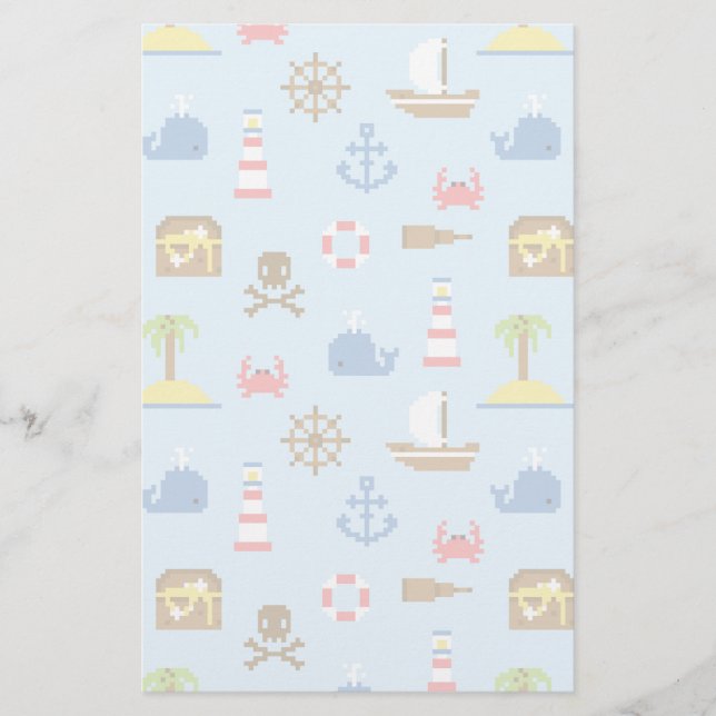 Pixel Sea Art Mönster Brevpapper (Framsida)