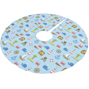 Pixel Sea Art Mönster Julgransmatta Borstad Polyester
