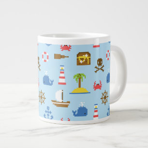 Pixel Sea Art Mönster Jumbo Mugg