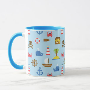 Pixel Sea Art Mönster Mugg