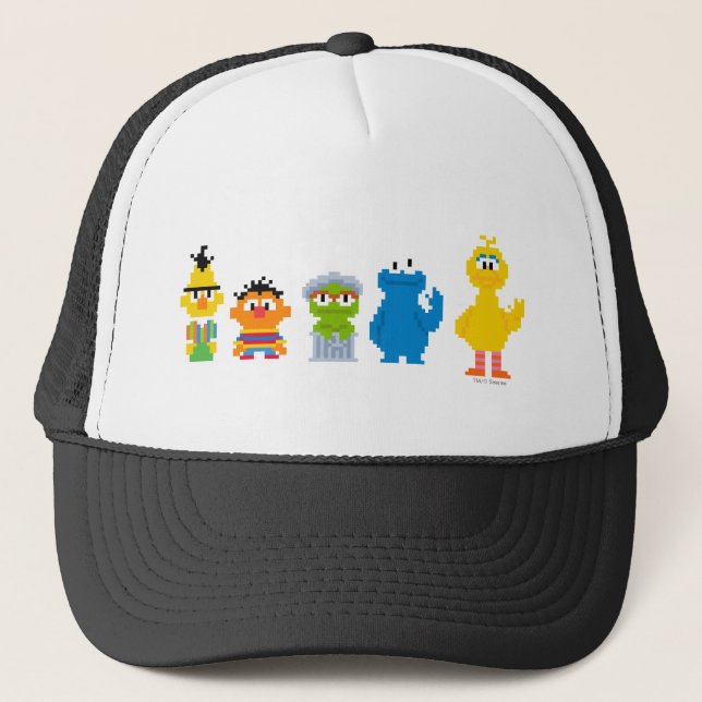 Pixel Sesame Street-tecken Truckerkeps (Framsida)
