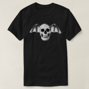 Pixel Skull med Fladdermus Vingar Tee