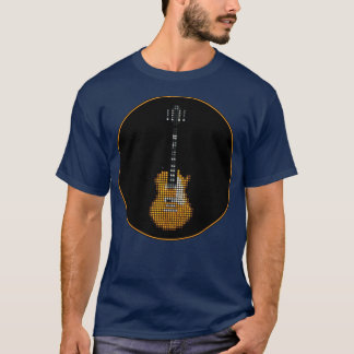 Pixel Slack Goldtop Guitar i en svart cirkel T Shirt