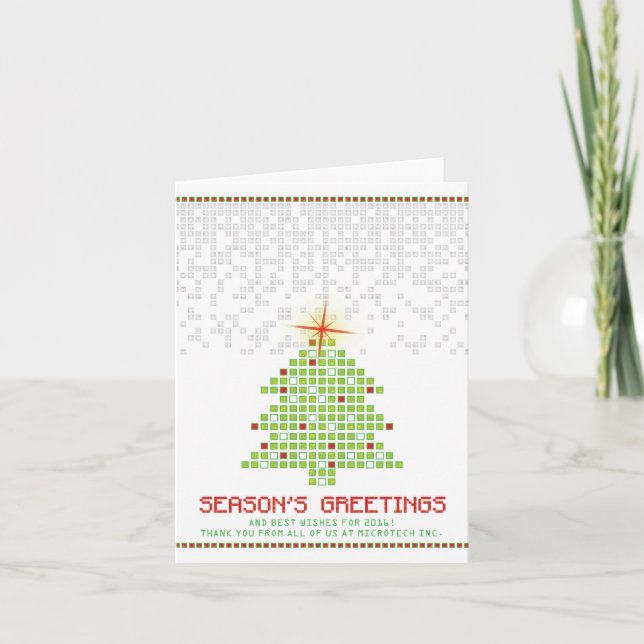 Pixel-spel i högteknologi - julafton helgkort (Framsida)