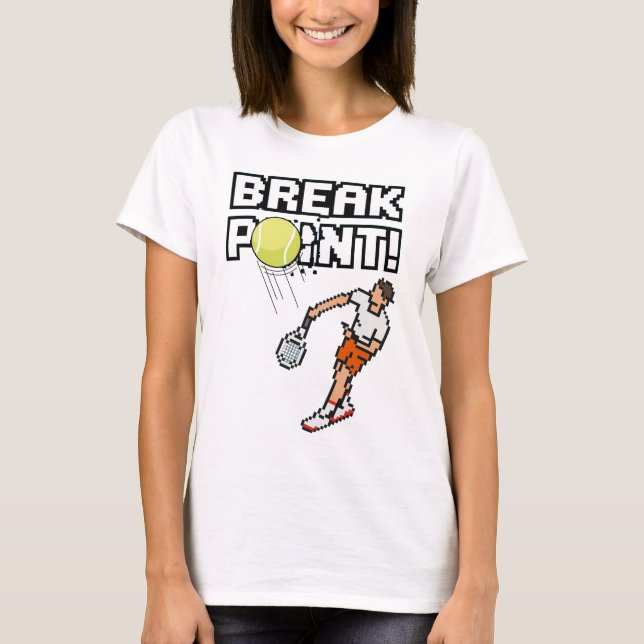 Pixel Sport Retro Tennis "Break Point"! T-Shirt (Framsida)