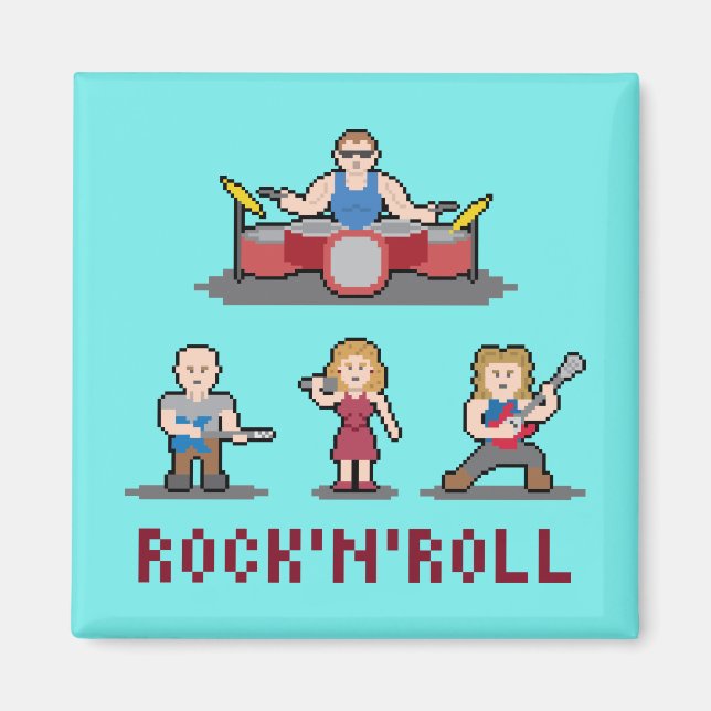 Pixel Sten'n'Roll Band Magnet (Framsidan)