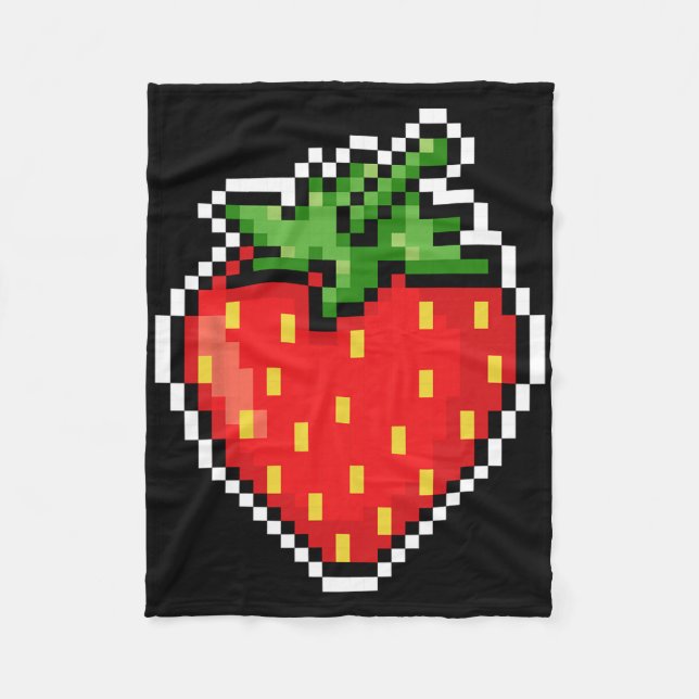 Pixel Strawberry 80s Video Game Halloween  Fleecefilt (Framsidan)