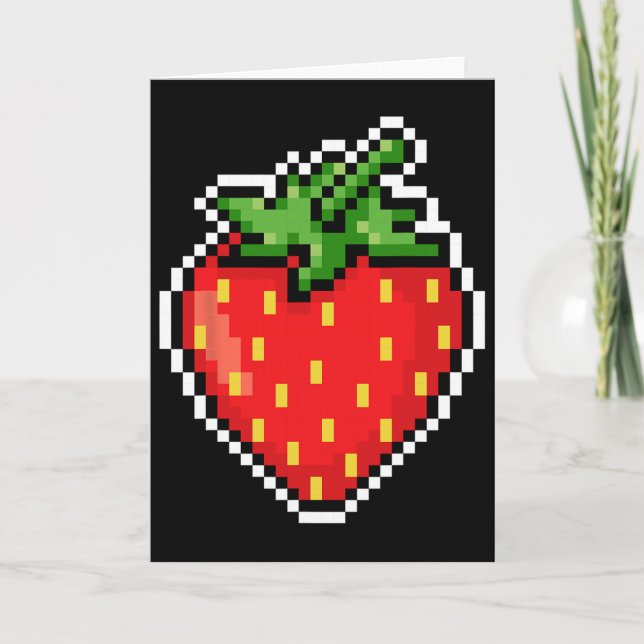 Pixel Strawberry 80s Video Game Halloween  Kort (Framsida)
