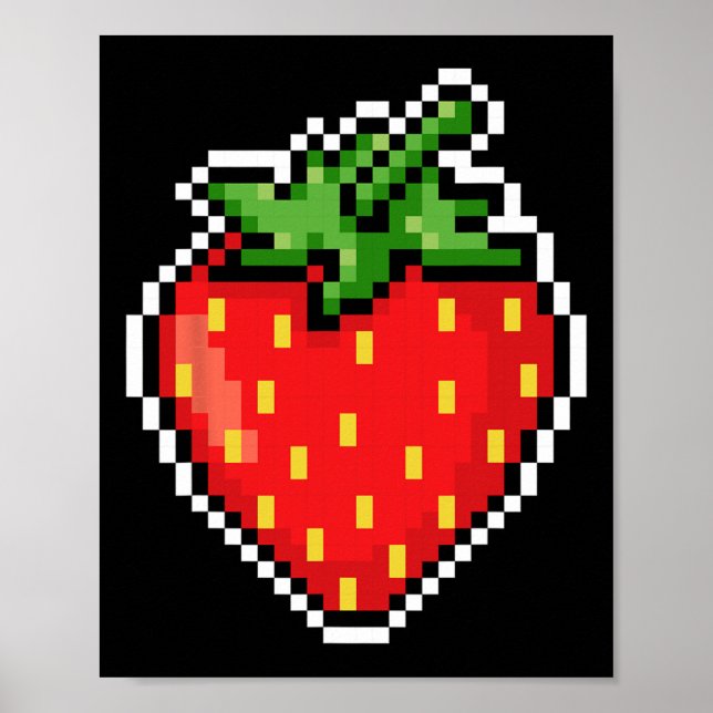 Pixel Strawberry 80s Video Game Halloween  Poster (Framsidan)