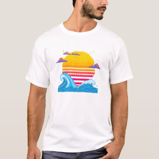 Pixel Sunset Horizon T Shirt