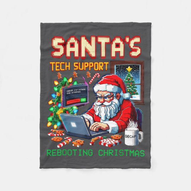 Pixel Support Rebooting Santa's Tech Fleecefilt (Framsidan)