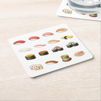 Pixel Sushi Coaster – Japanese Food Design Underlägg Papper Kvadrat