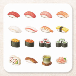 Pixel Sushi Coaster – Japanese Food Design Underlägg Papper Kvadrat