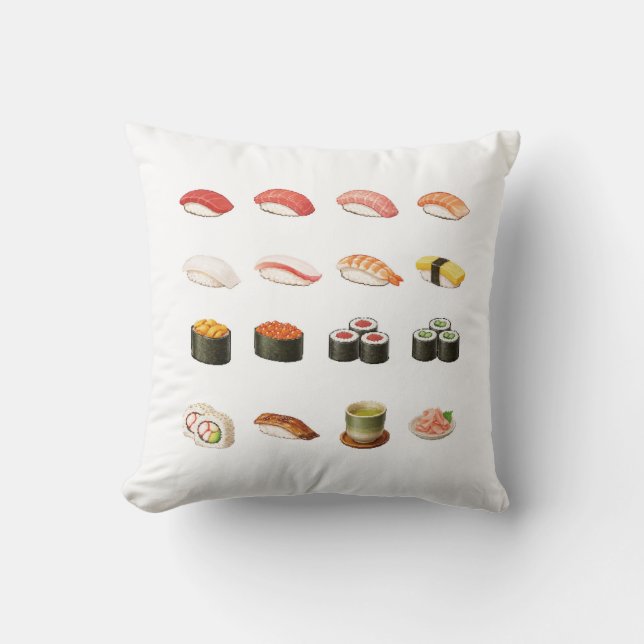 Pixel Sushi Cushion - Scan QR Code for Sushi game Kudde (Framsida)