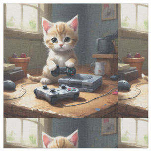 "Pixel Tassar: Gamer Kitten in action" Tyg