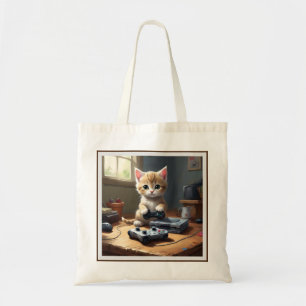 "Pixel Tassar: Gamer Kitten in action" Tygkasse