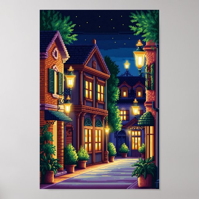 Pixel Tranquilitet: Do City Nights Whisper in Warm Poster (Framsidan)