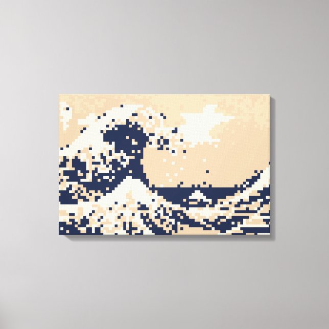 Pixel Tsunami 8 Bit Pixel Art Canvastryck (Framsida)