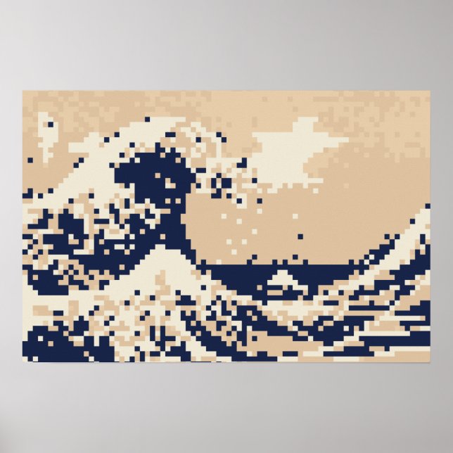 Pixel Tsunami 8 Bit Pixelkonst Poster (Framsidan)