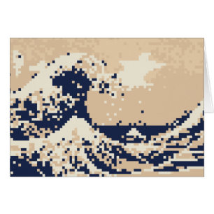 Pixel Tsunami 8-bitars pixel Art-gratulationskort Hälsningskort