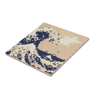 Pixel Tsunami 8-bitars Pixel Art Kakelplatta