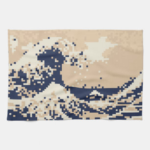 Pixel Tsunami 8-bitars Pixel Art Kökshandduk