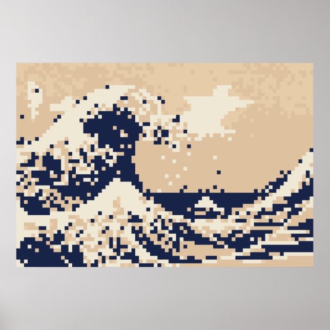Pixel Tsunami 8-bitars Pixel Art Poster (Framsidan)