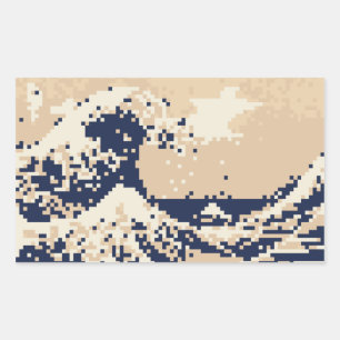 Pixel Tsunami 8-bitars Pixel Art Rektangulärt Klistermärke