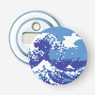 Pixel Tsunami Blue 8 Bit Pixel Art Flasköppnare